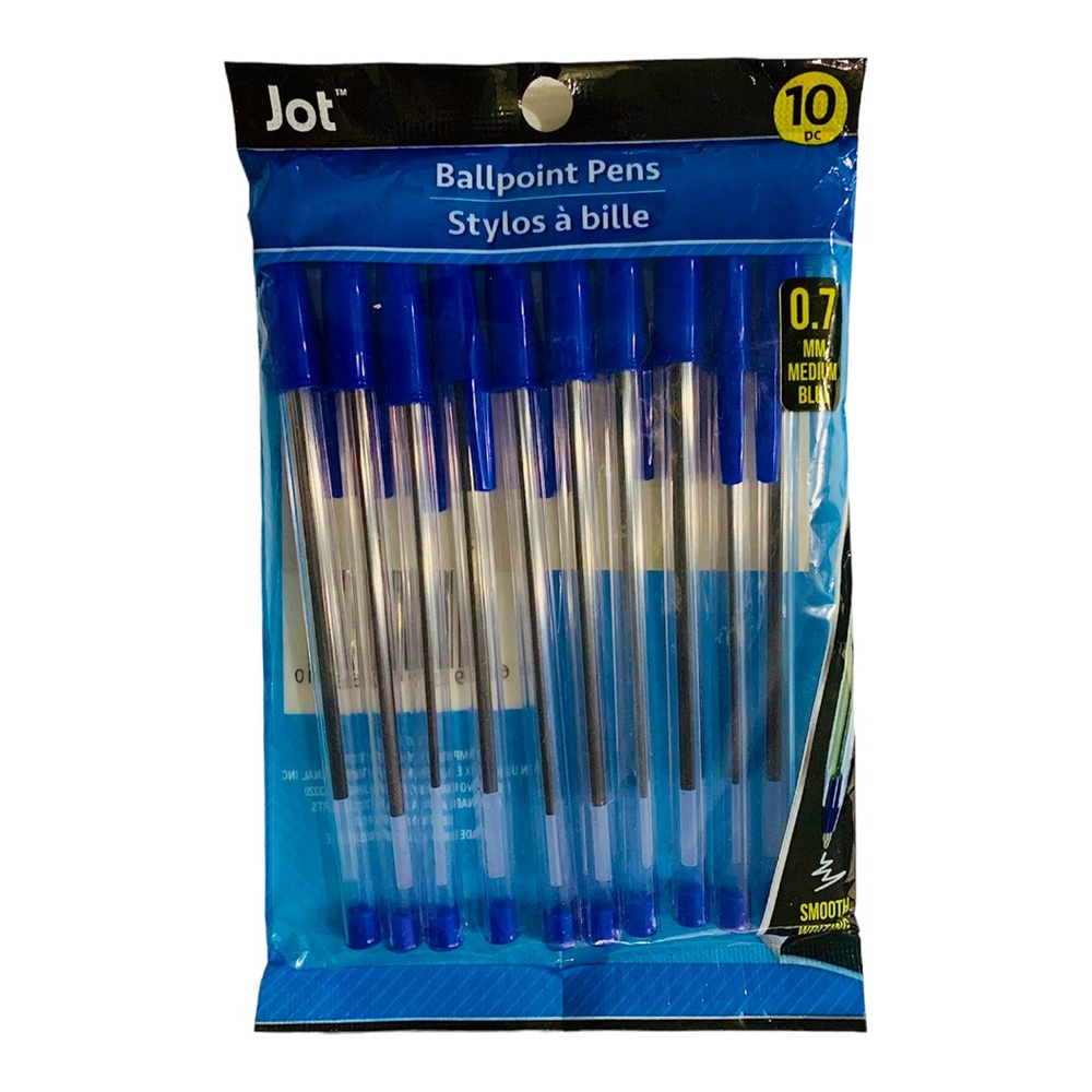 Jot Clear Ball-Point Pens with Blue Ink, 10-ct. Pack NWT